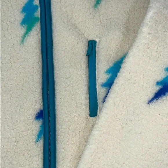 Old Navy Cream Fleece Jacket with Blue and Green Lightning - Picture 4 of 9